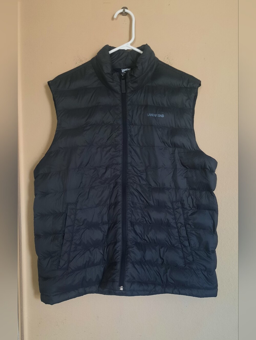 Lands' End Men's Black Quilted Packable Vest
